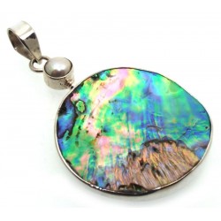 Paua Shell Indian Silver Pendant 02